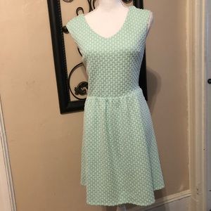 Minty green and white pattern dress